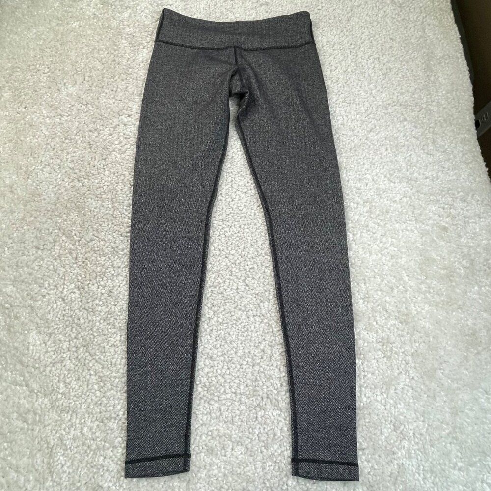 Lululemon Wunder Under Legging Low Rise Black Gray Herringbone 8 - Picture 2 of 10